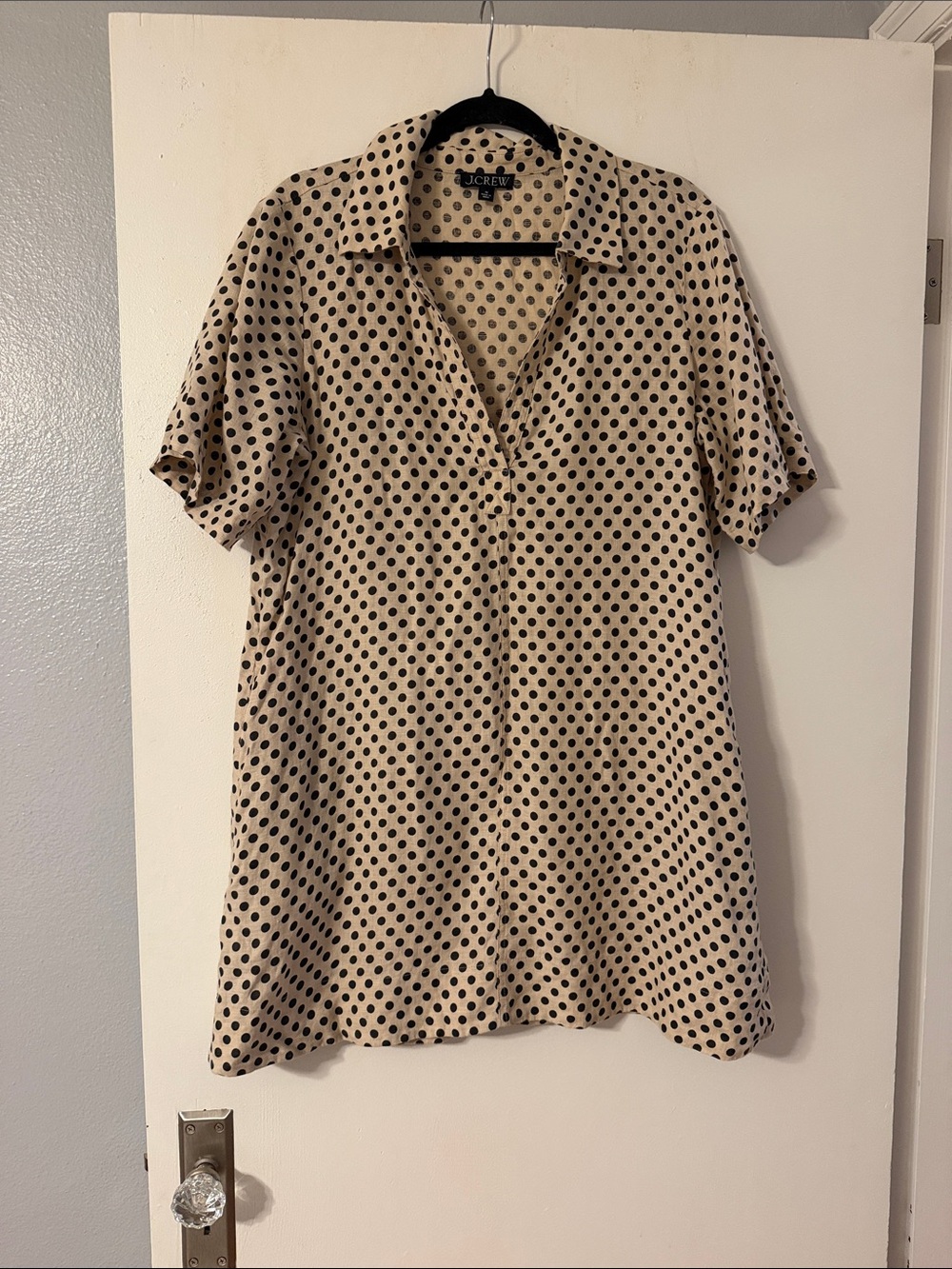 J. Crew Cream Short Sleeve Polka Dot Mini Dress